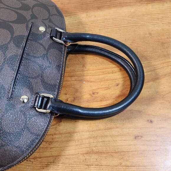Like New Coach Signature C's Brown & Black Satchel Handbag Purse - Picture 8 of 14